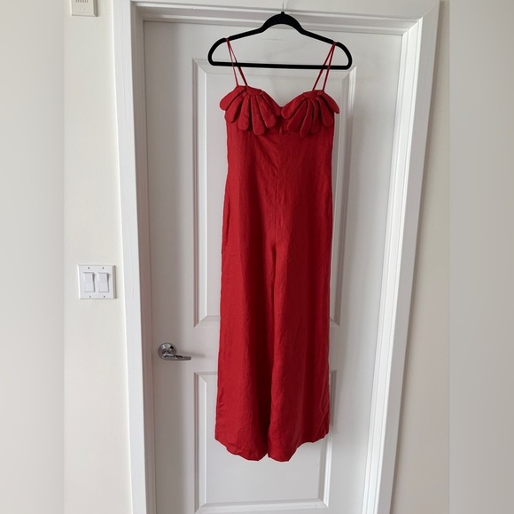 Farm Rio: Red Petals Bodice Euroflax™ Premium Linen Jumpsuit - Picture 11 of 13